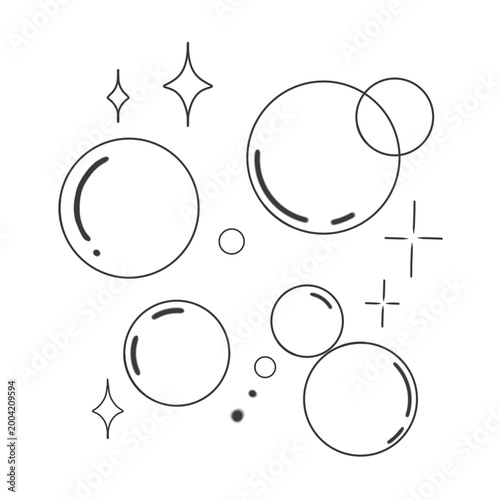 幻想的な夜の泡イラスト素材（ シック / 泡 / 輝き）