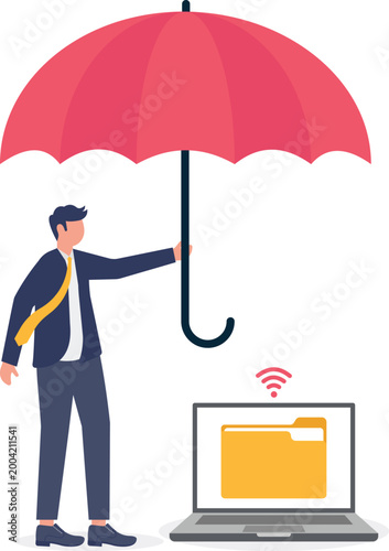 Professional protecting online data with umbrella