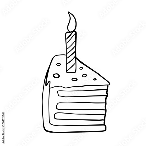 Line illustration of a birthday cake