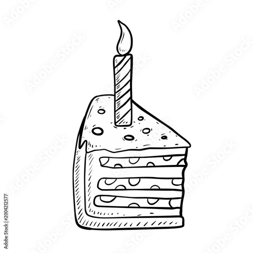 Sketch birthday cake with candles