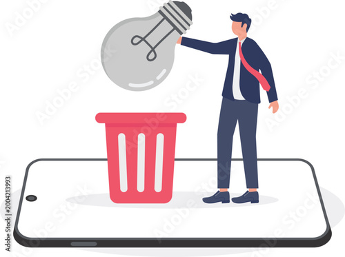 Professional deleting creative idea from mobile screen