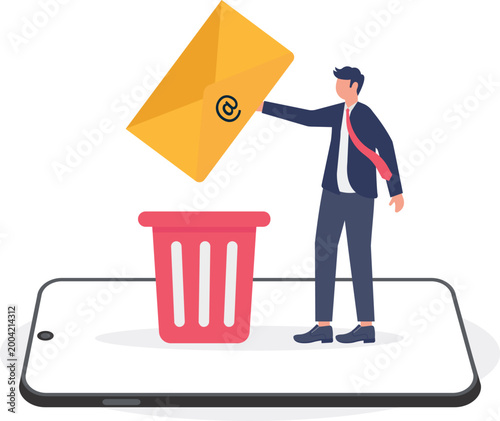 Professional deleting email envelope from mobile screen