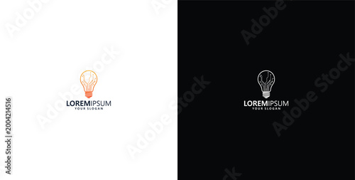 bulb tech on circuit logo design, electric light technology icon