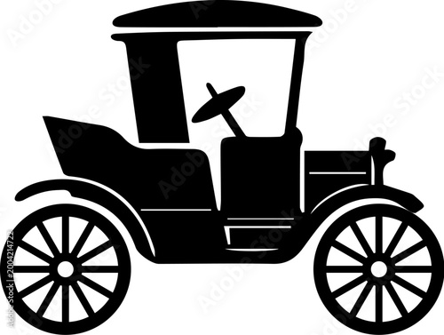 Vintage car silhouette in clean vector style, isolated on white background. Classic retro automobile.