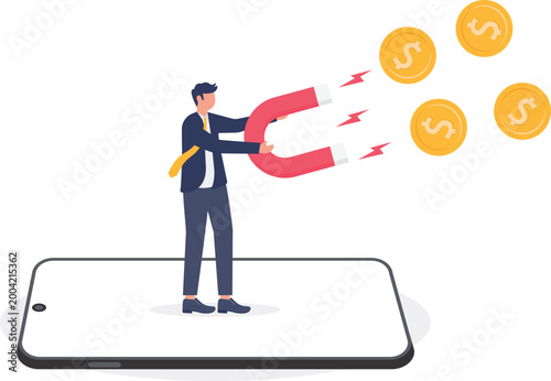 Professional attracting money coins with magnet