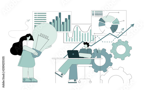 Concept for analysis of business ideas, business services, teamwork. Template for a website.eps