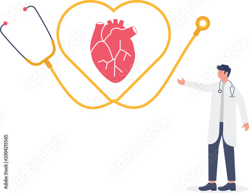 Doctor presenting heart health with stethoscope