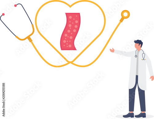 Doctor presenting colon health with stethoscope
