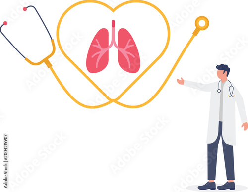 Doctor presenting lung health with stethoscope