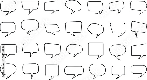 Collection of various speech bubbles isolated on transparent background