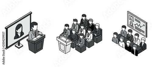 Speaker at podium addressing audience during conference presentation