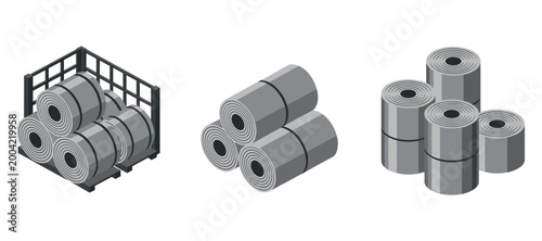 Steel coils being stored on pallet in industrial warehouse