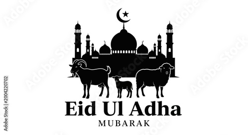 Canvas-taulu Eid Ul Adha Celebration, Sheep and Goat, Islamic Landmark, Graphic Design, Festi