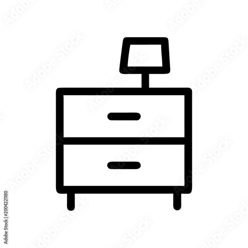 Tableau sur toile Illustration of a nightstand with a lamp on transparent background silhouette