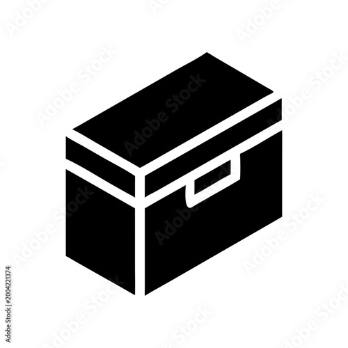 Isometric black box with a handle design on transparent background silhouette