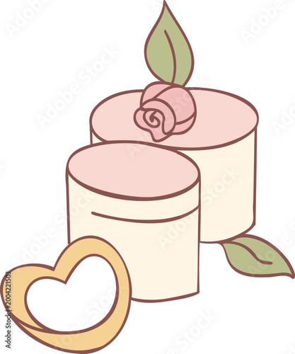 Pastel Gift Box with Ribbon Vintage Romantic Illustration

