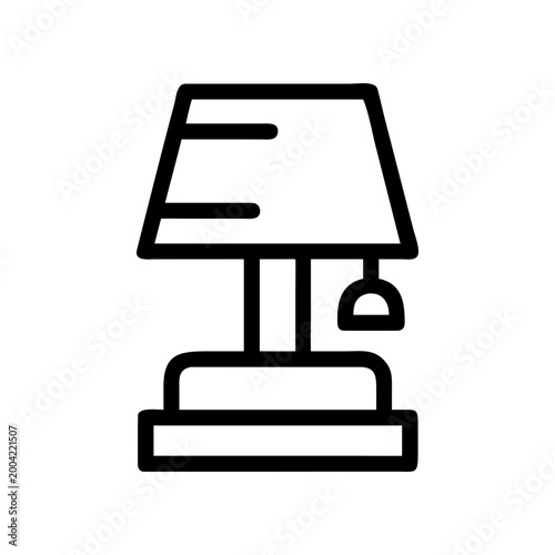 Simple outline drawing of a bedside lamp on transparent background silhouette