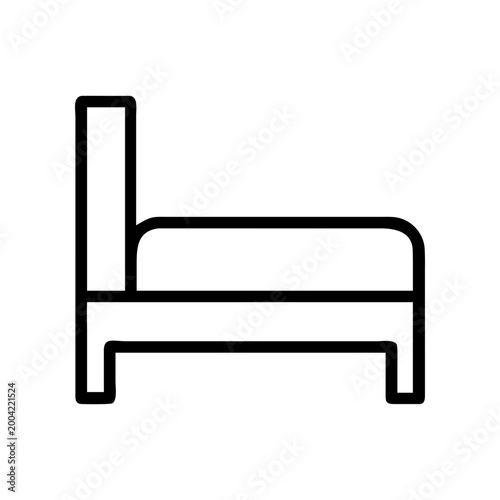 Simple outline drawing of a single bed on transparent background silhouette