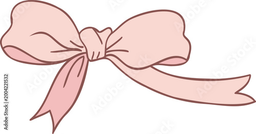 Soft Pink Ribbon Bow Coquette Vintage Decorative Element