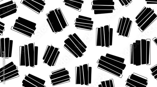 Stacked books icons arranged in repeating pattern on white, no seamless