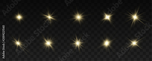 Golden light flares over abstract cosmic background. Sun rays create soft glow and lens flare accents. Vector illustration for modern design projects.