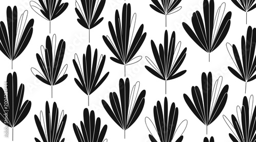 Stylized palm leaf clusters arranged in repeating white background, no seamless