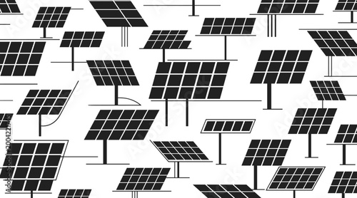 Solar panel arrays arranged in repeating schematic layout, no seamless