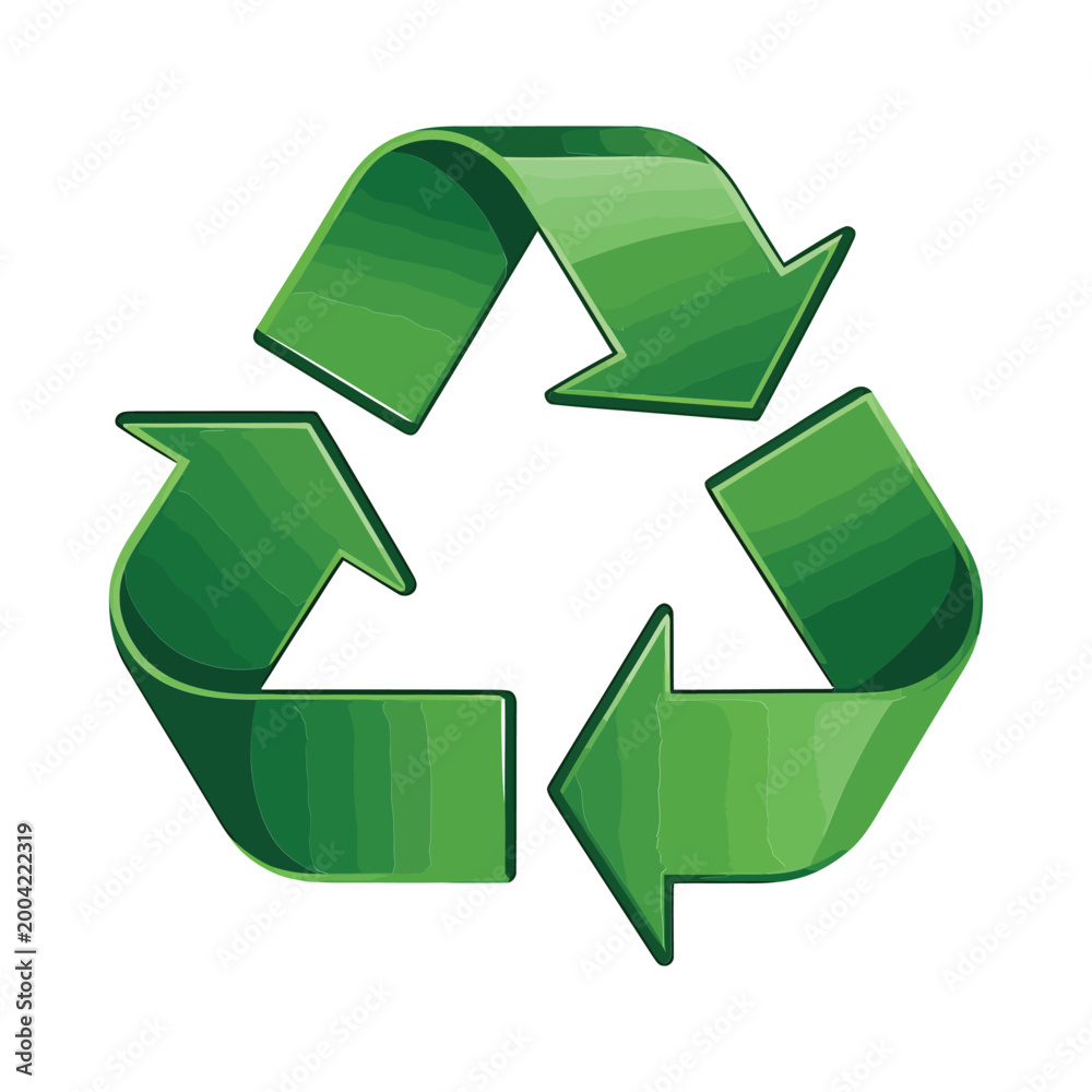 Obraz premium A vibrant green recycling symbol composed of three chasing arrows