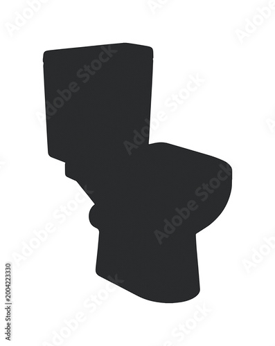 Black Toilet Silhouette Icon on White Background