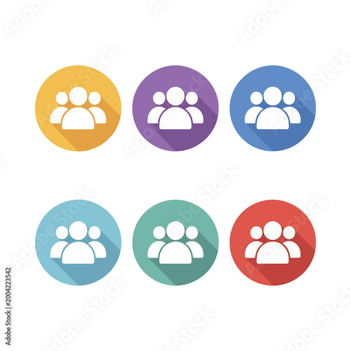 Colorful circle icons depicting groups of people representing community and networking