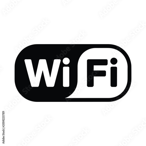Simple black and white illustration of a standard wifi signal icon