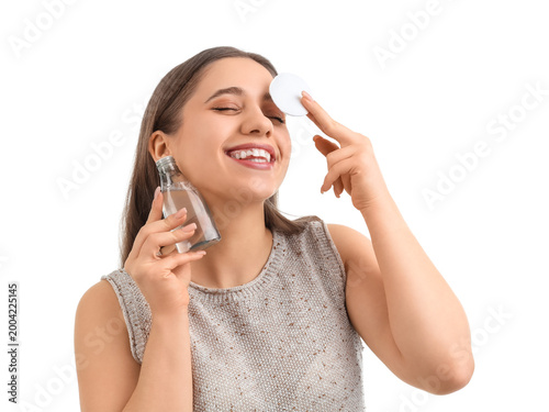 Young woman with micellar w...