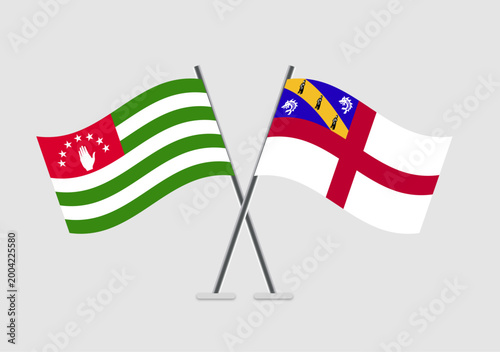 Abkhazia and Herm vector flags set on gray minimal background