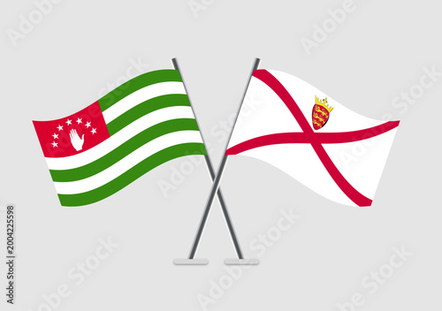 Abkhazia and Jersey vector flags in twin pole presentation