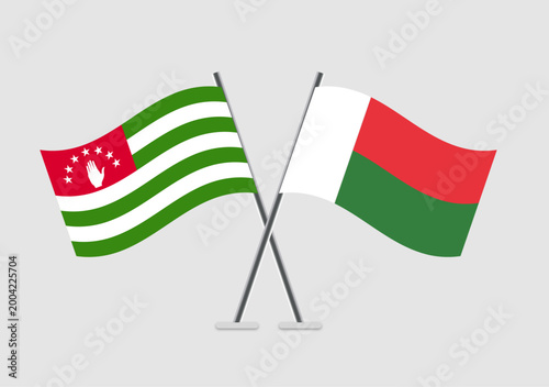 Abkhazia and Madagascar vector flags image with clean flat presentation