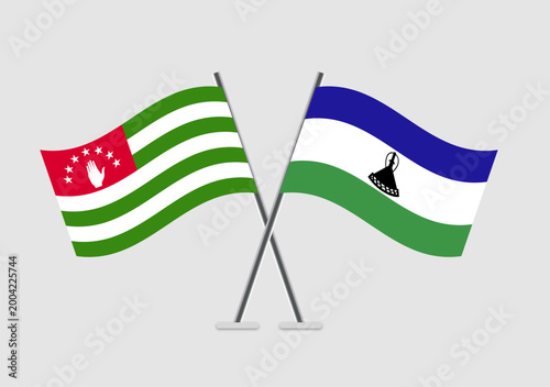Abkhazia and Lesotho vector flags used for international decor