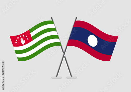 Abkhazia and Laos vector flags artwork representing cooperation