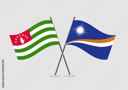 Abkhazia and Marshall Islands vector flags in vector-art classic format