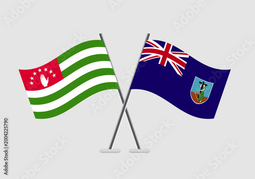 Abkhazia and Montserrat vector flags composition with high contrast