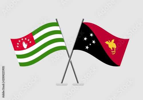 Abkhazia and Papua New Guinea vector flags illustration for peaceful themes