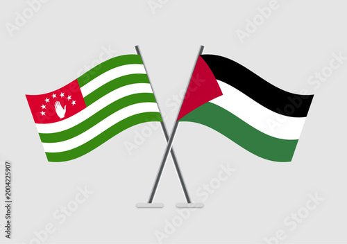 Abkhazia and Palestine vector flags drawn in classic emblem form