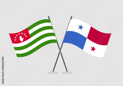Abkhazia and Panama vector flags set in two-pole graphic design