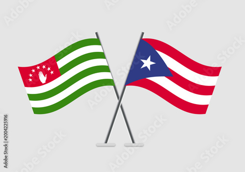 Abkhazia and Puerto Rico vector flags concept for unity in design
