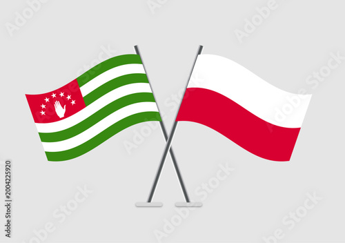 Abkhazia and Poland vector flags in neutral and modern coloring