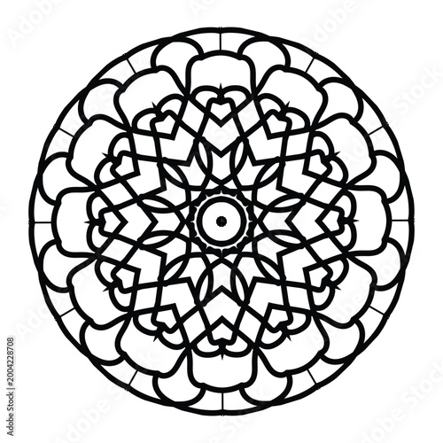 Intricate black mandala design on white background