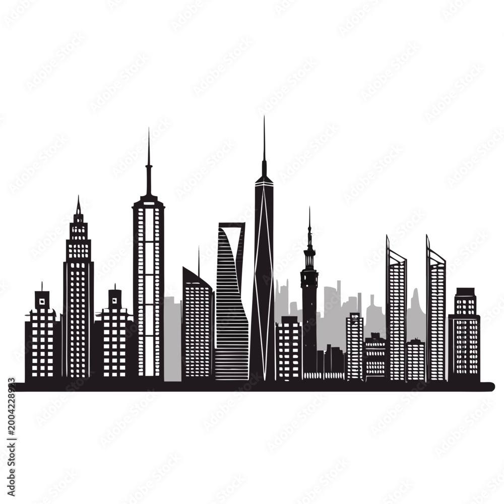 Obraz premium modern city skyline silhouette horizontal border and divider vector