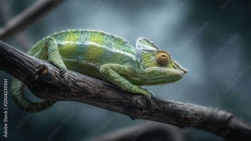 Fototapeta premium Lizard resting on a branch in nature