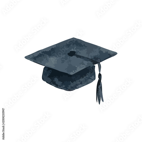 watercolor illustration of a graduation cap