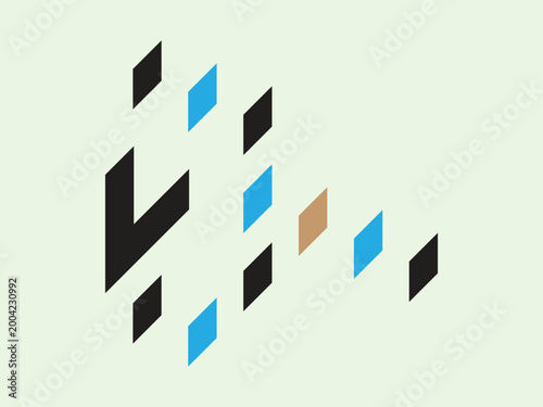 Abstract Geometric V Letter Logo with Pixelated Data Visualization Style