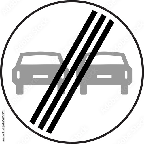 Quadro em tela Traffic warning signs,  End of no overtaking
